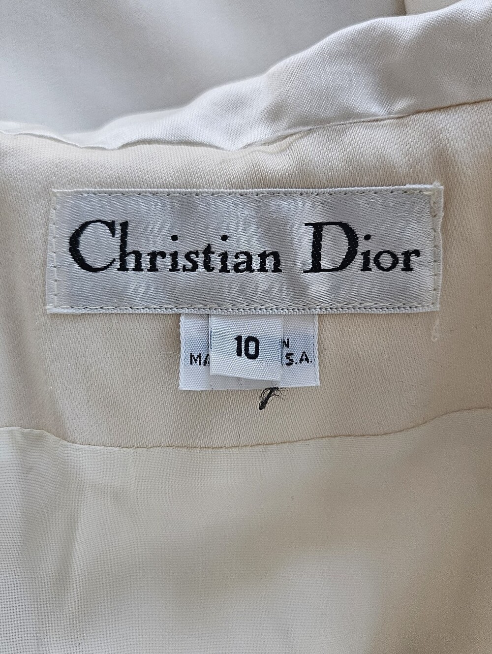 Christian Dior Ivory Double Breasted Blazer Silk Wool Vintage USA Size 10 - Picture 11 of 13